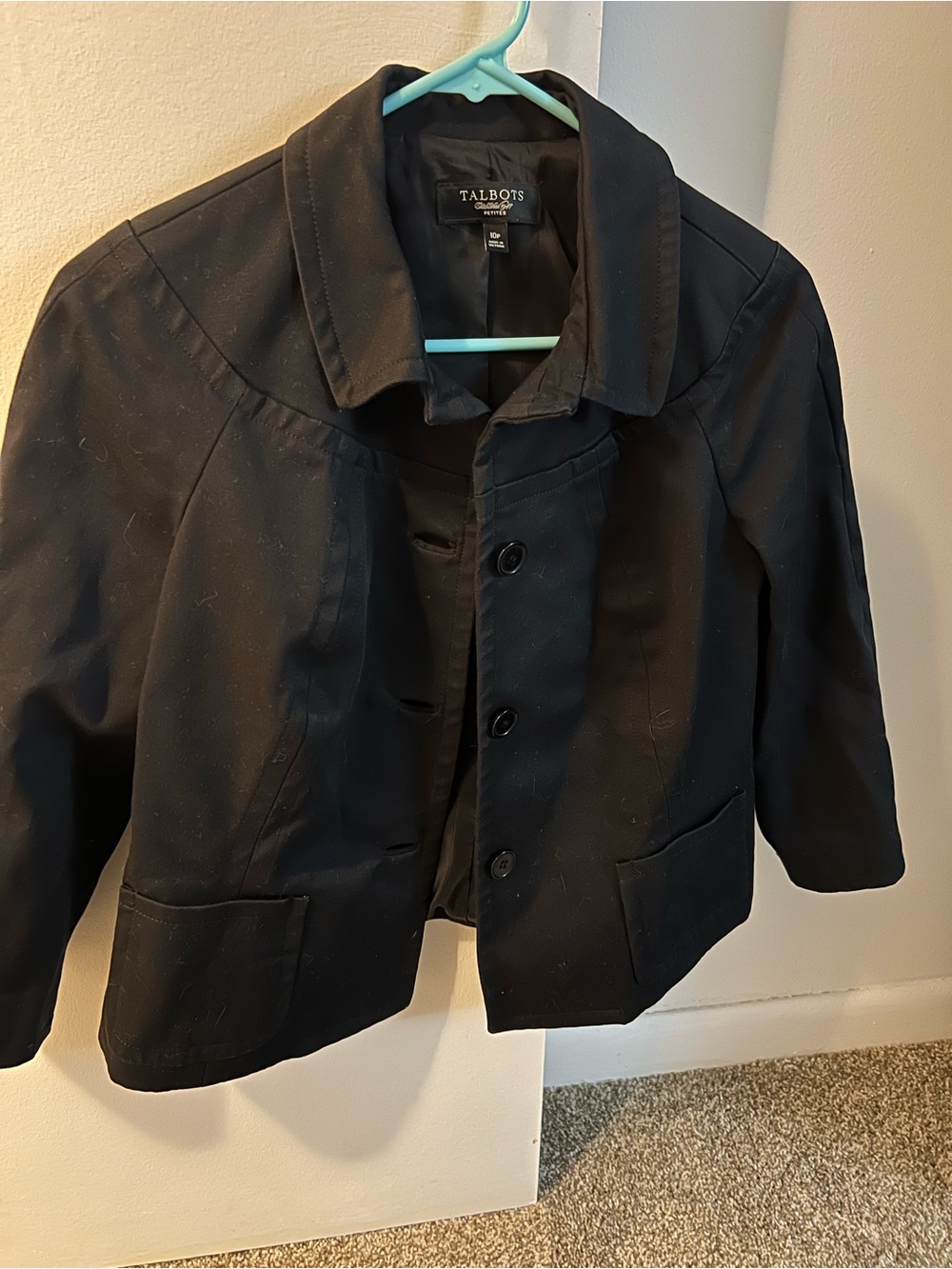 Talbots Petites Black Blazer Jacket Women’s 10P 3/4 Sleeve Classic Career